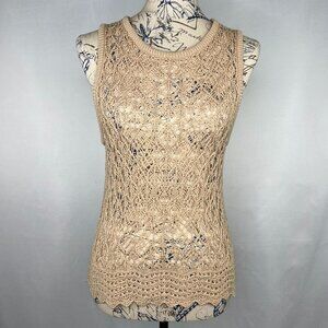 Forever 21 Tan Cream Crochet Knit Sleeveless Women's Top Size US SM